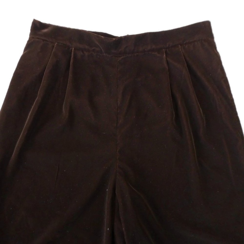 28x30.5 Doncaster Pants Velvet High Waist 90s Pleated Chocolate Brown Size 6